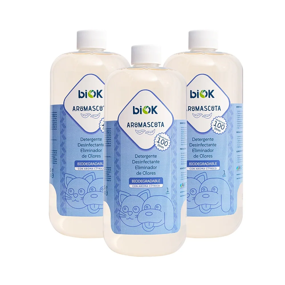 Kit – 3piezas Detergente Eliminador De Olores Para Tu Mascota 1L
