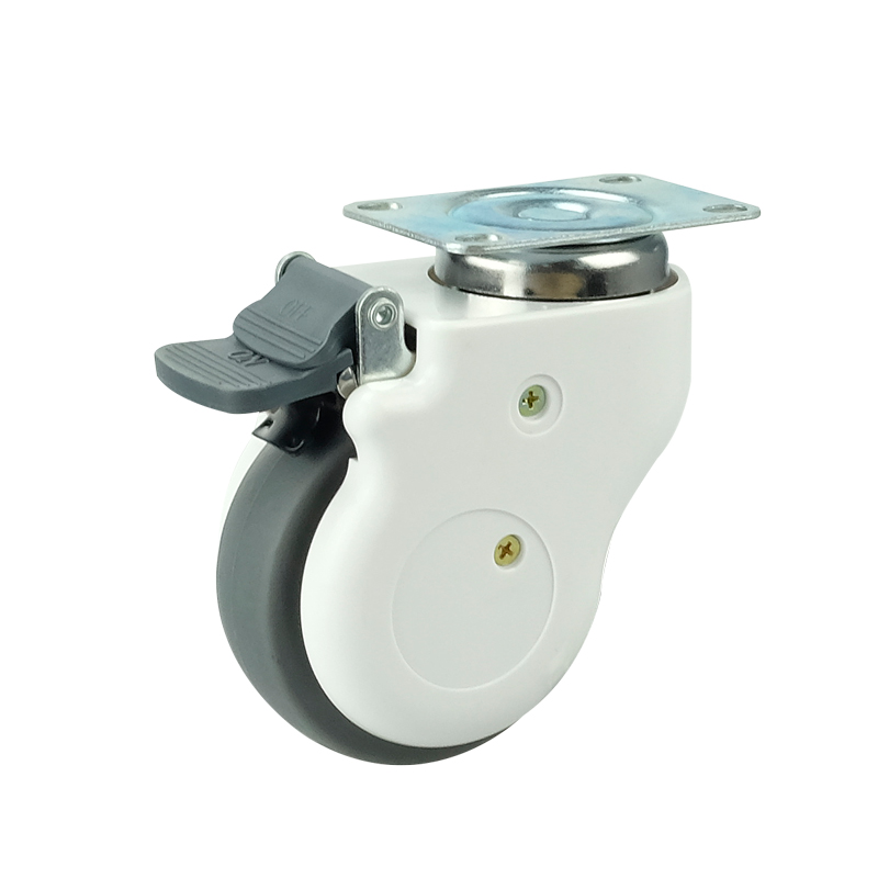 Rodaja TPR con freno y placa de montaje — 3", 4" y 5"