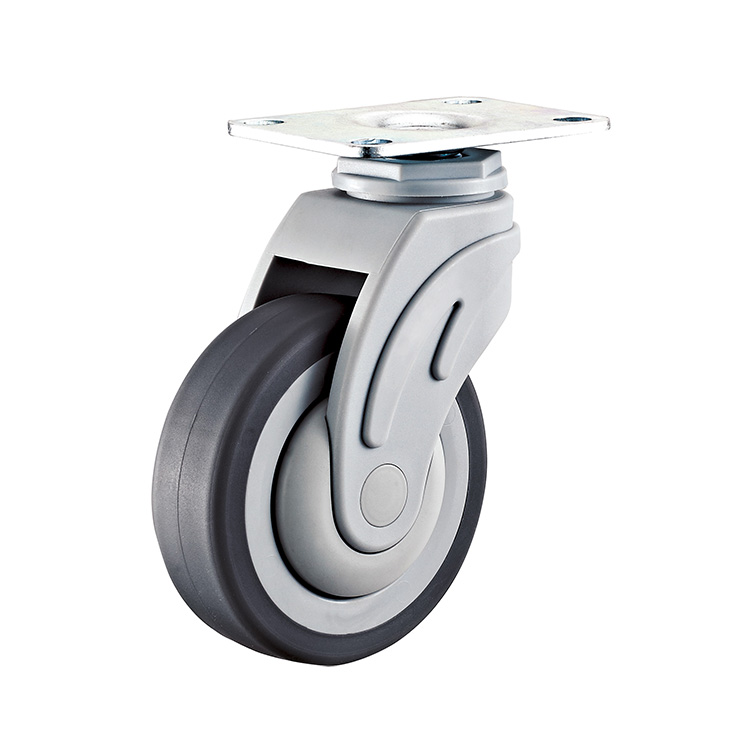 Rodaja TPR con placa superior y huella plana — 3", 4" y 5"